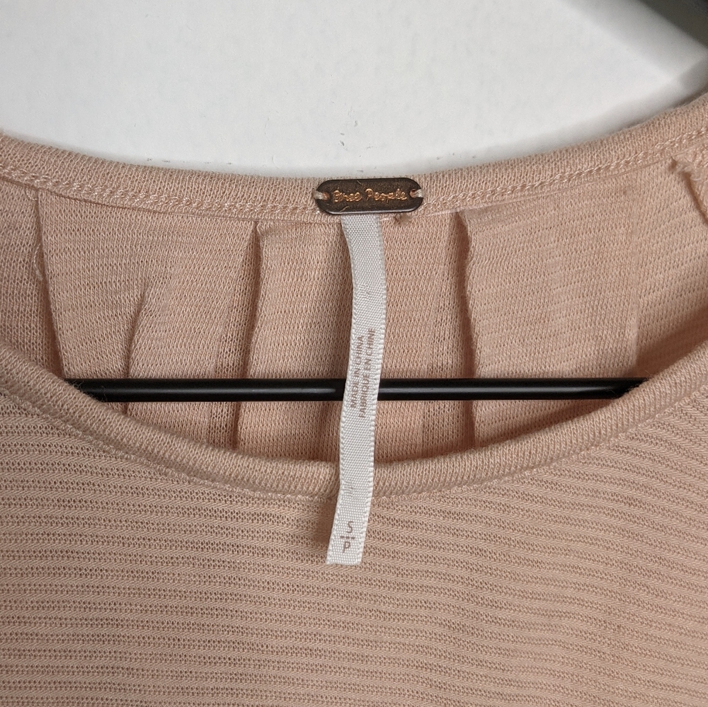 Free People Pink Billie Ribbed Blouson Sleeve Top - Picture 11 of 12